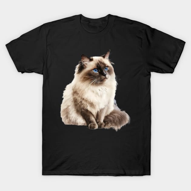 Birman Cat Lovers watercolor T-Shirt by KAWAIIBYHM